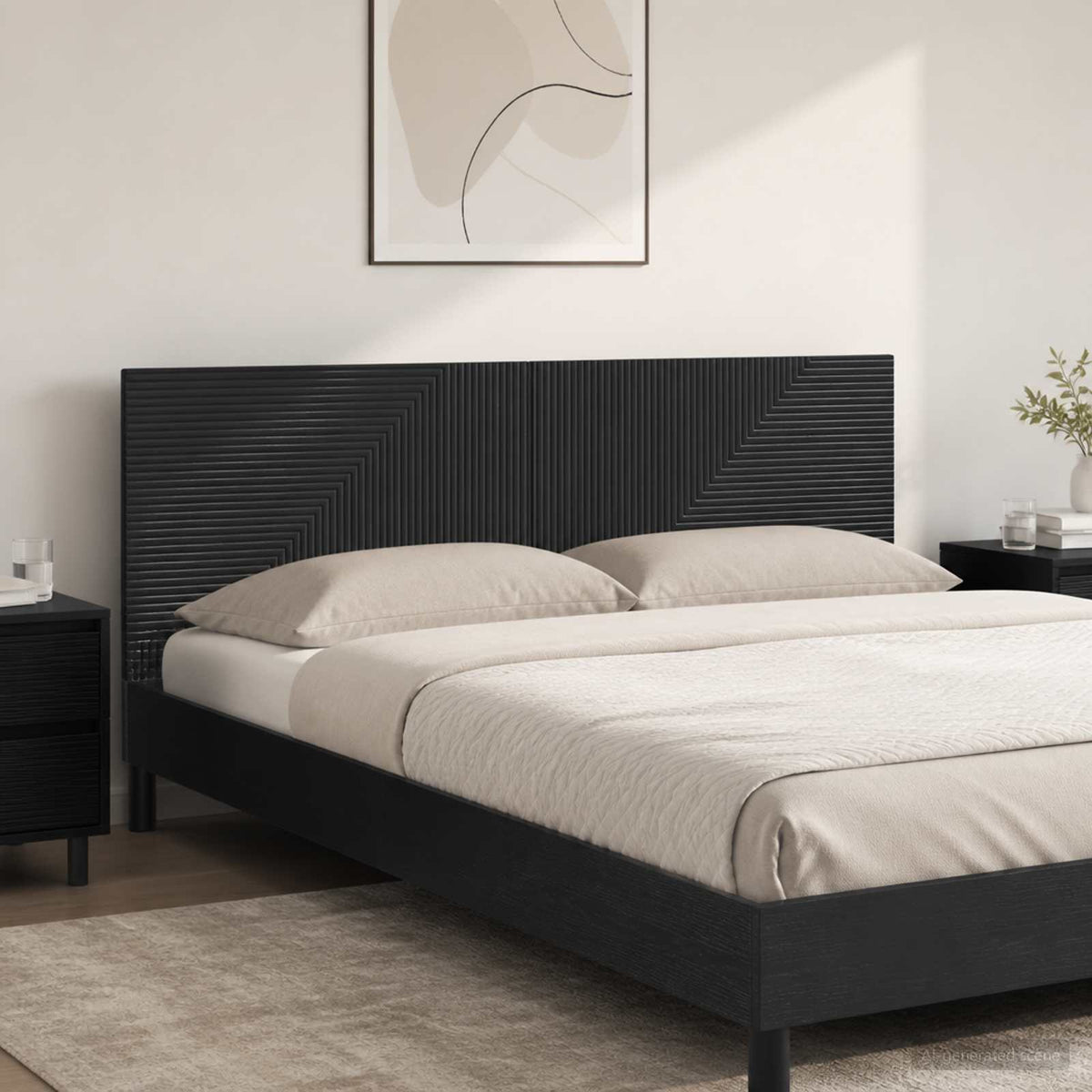 Wall-Mounted Headboard HAARLEM Black Engineered Wood