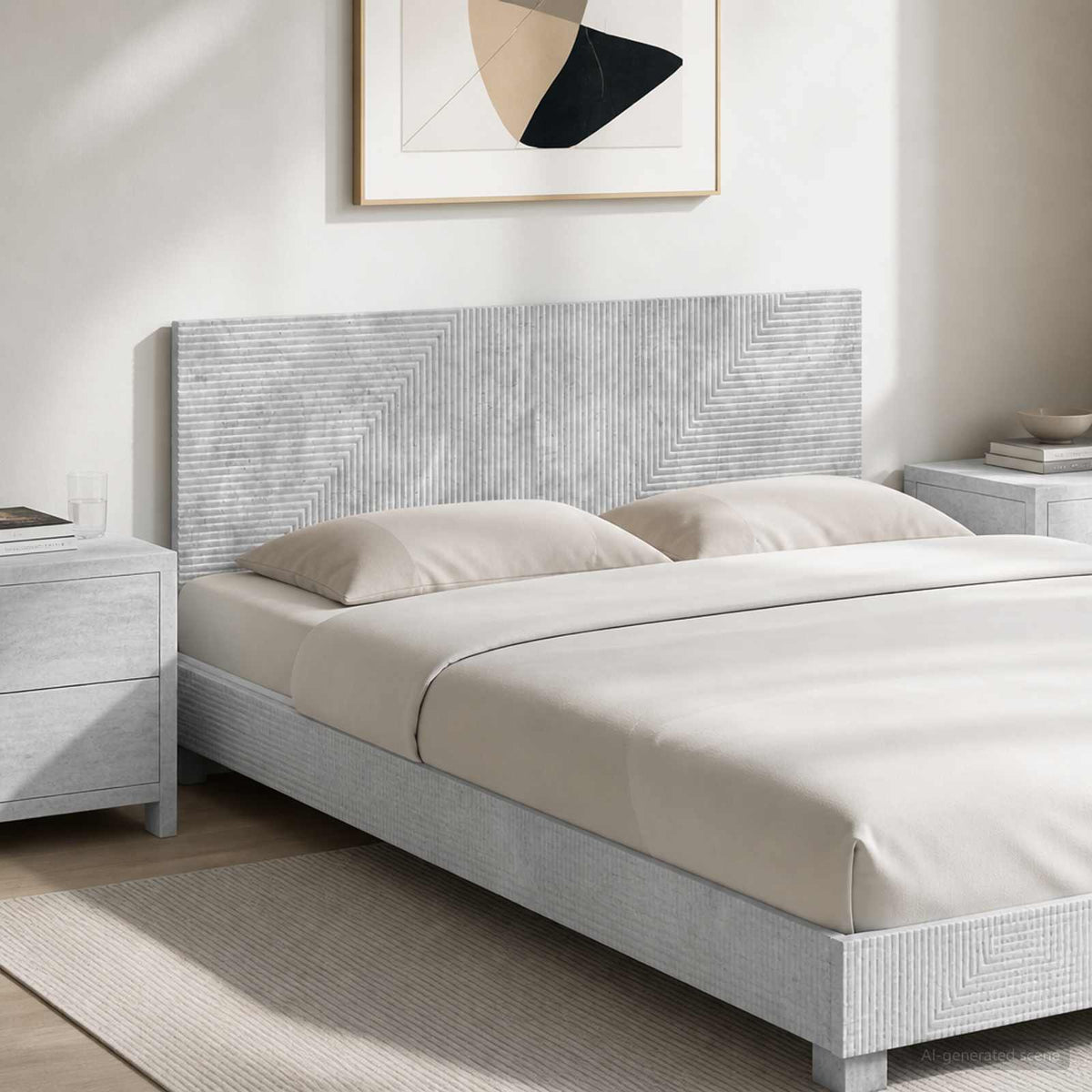 Wall-Mounted Headboard HAARLEM Concrete Grey Engineered Wood