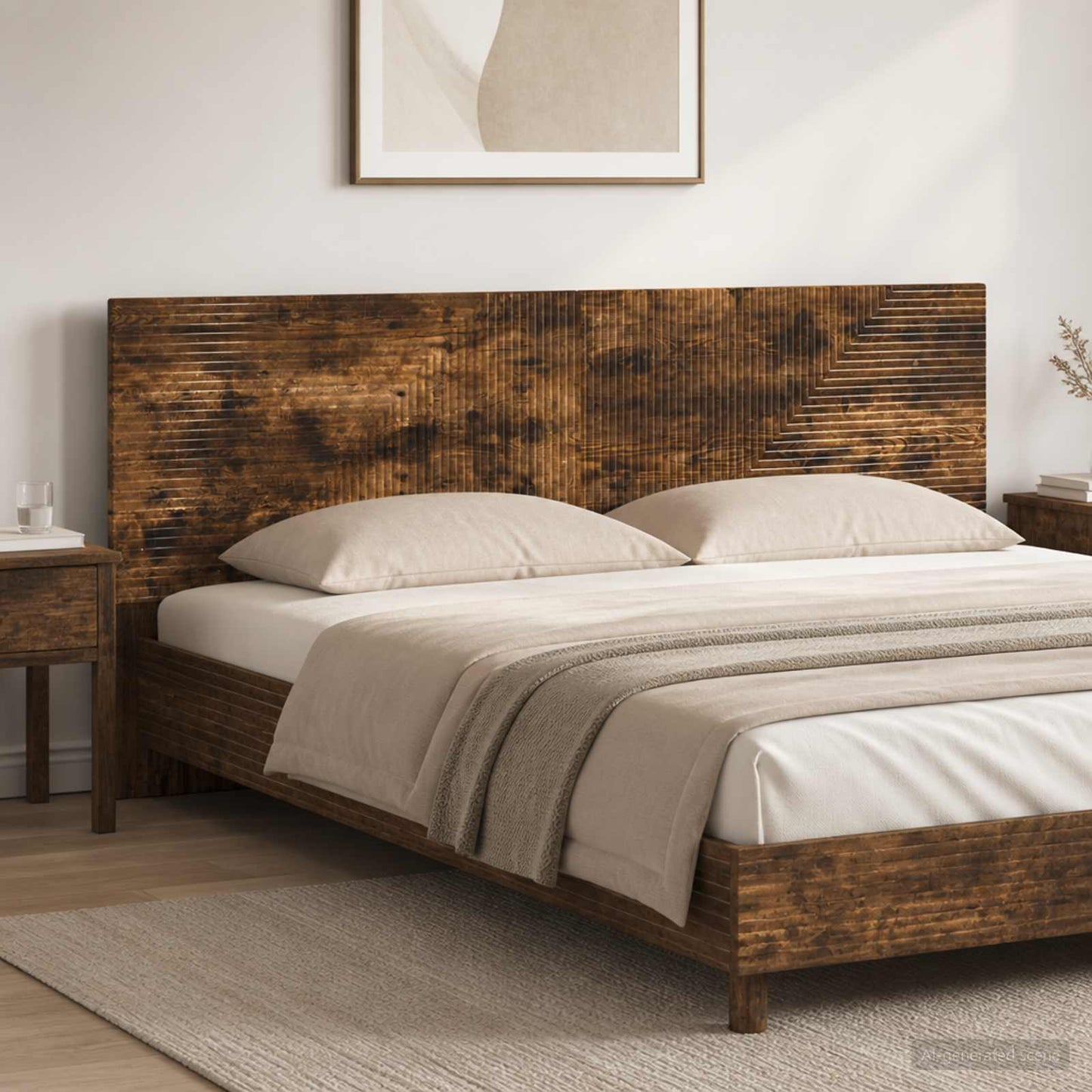 Wall-Mounted Headboard HAARLEM Smoked Oak Engineered Wood