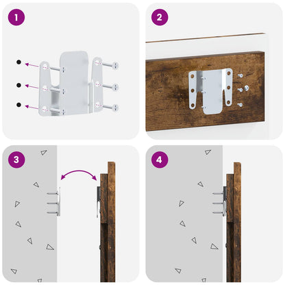 Wall-Mounted Headboard HAARLEM Smoked Oak Engineered Wood