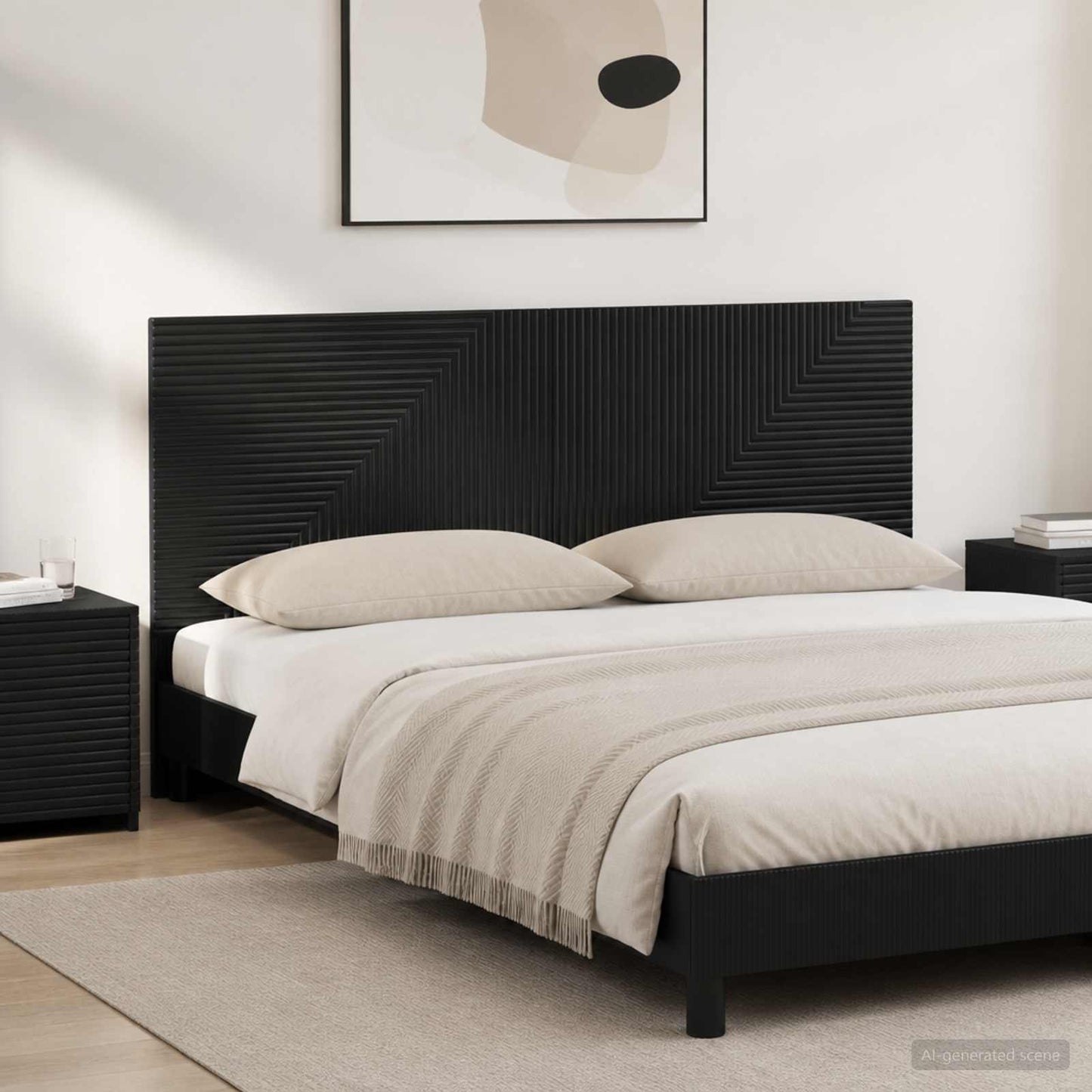 Wall-Mounted Headboard HAARLEM Black Engineered Wood