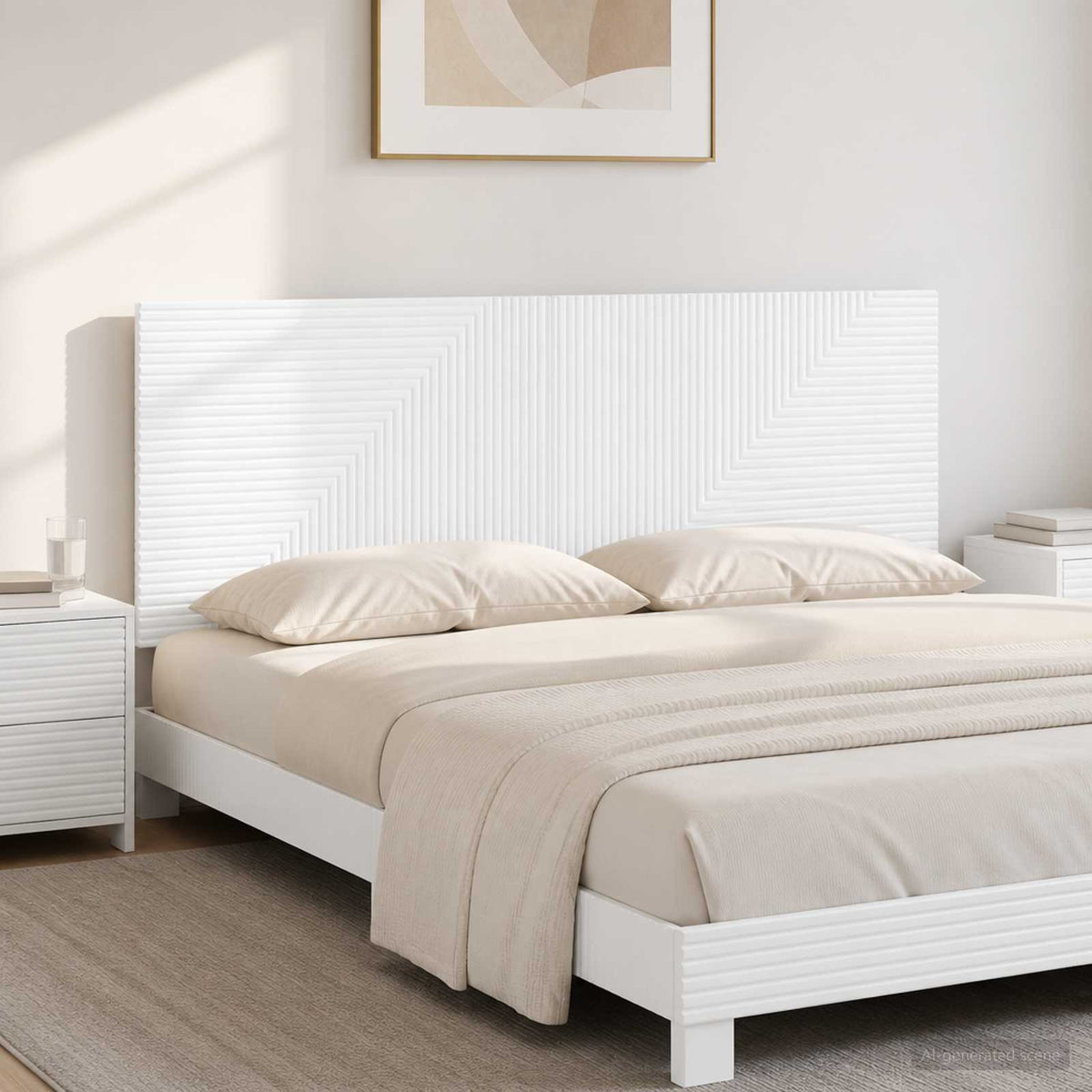 Wall-Mounted Headboard HAARLEM High Gloss White Engineered Wood