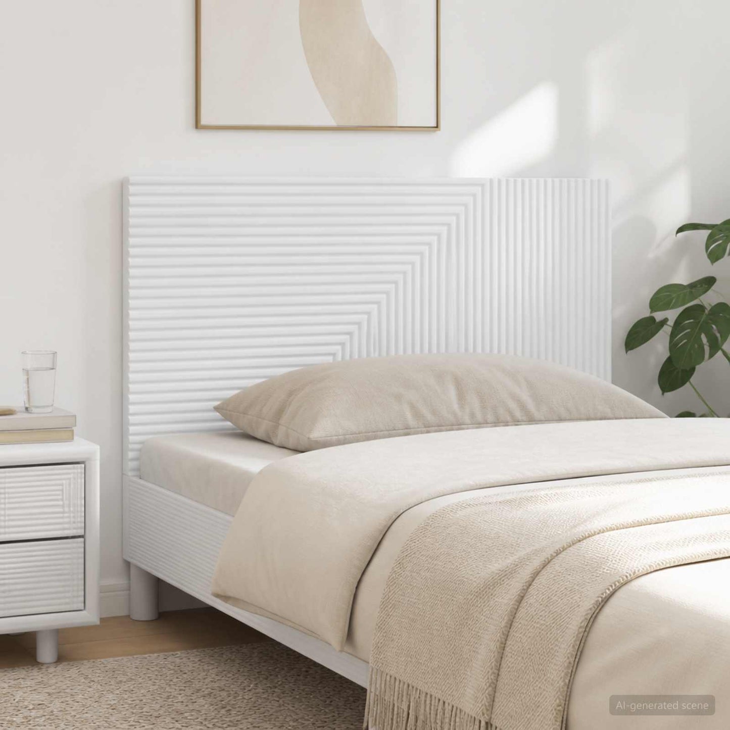Wall-Mounted Headboard HAARLEM White Engineered Wood