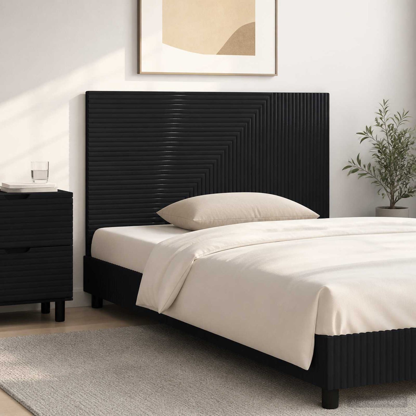 Wall-Mounted Headboard HAARLEM Black Engineered Wood