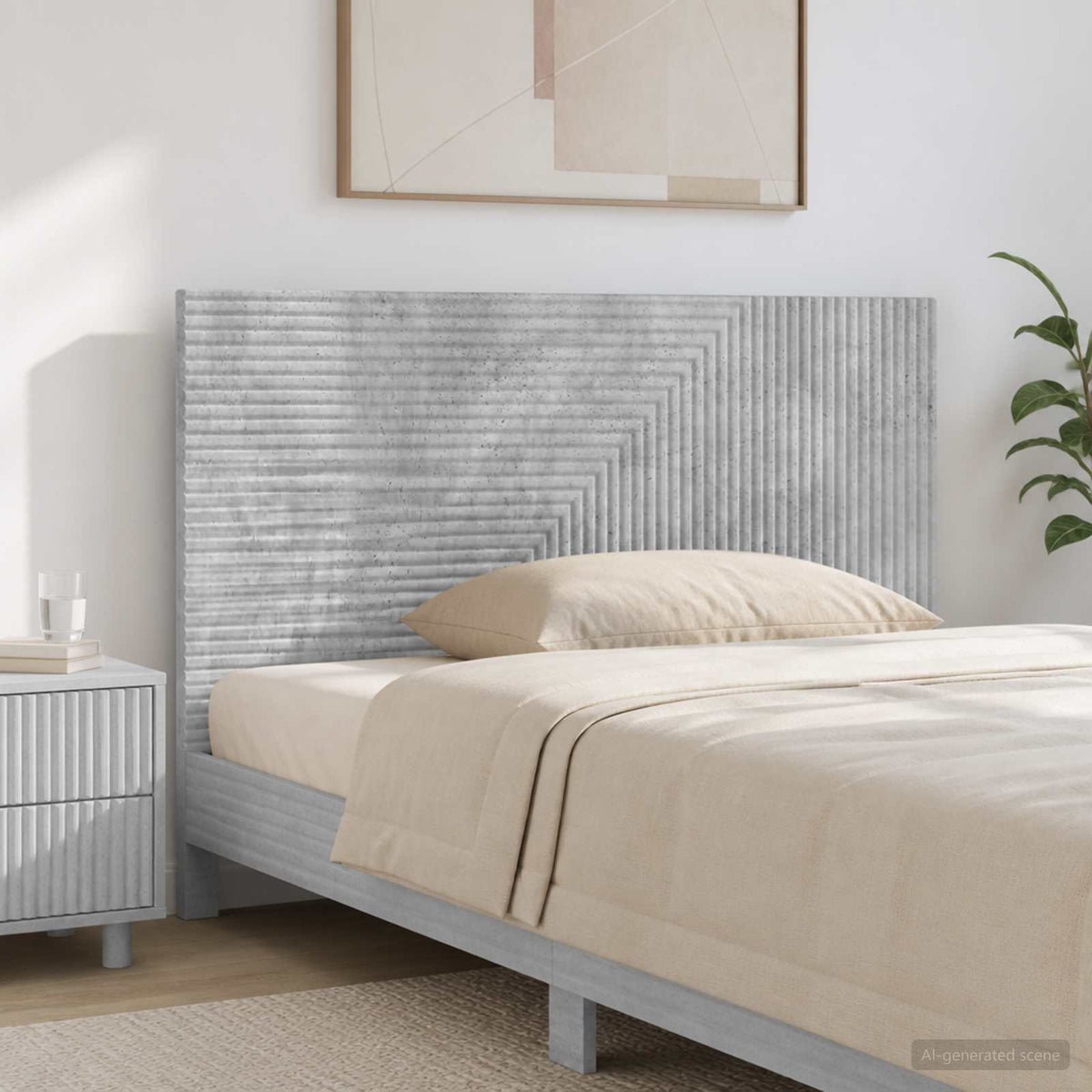 Wall-Mounted Headboard HAARLEM Concrete Grey Engineered Wood