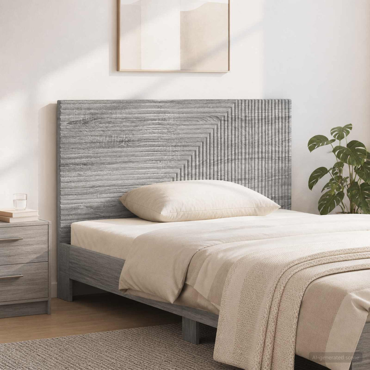 Wall-Mounted Headboard HAARLEM Grey Sonoma Engineered Wood