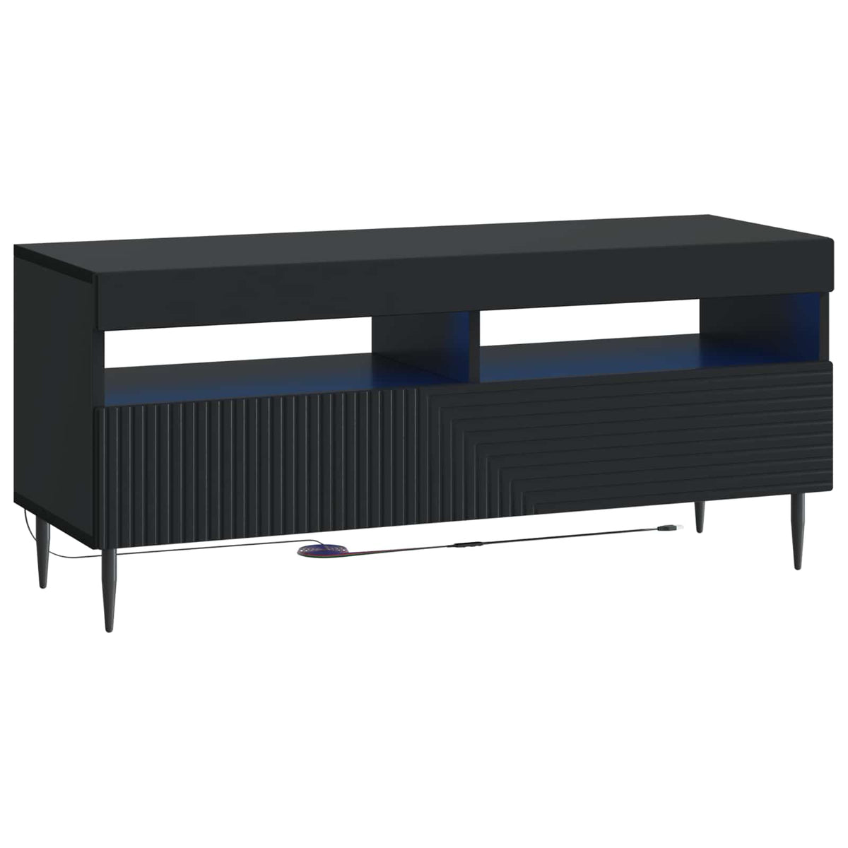 LED TV Cabinet Black Engineered Wood