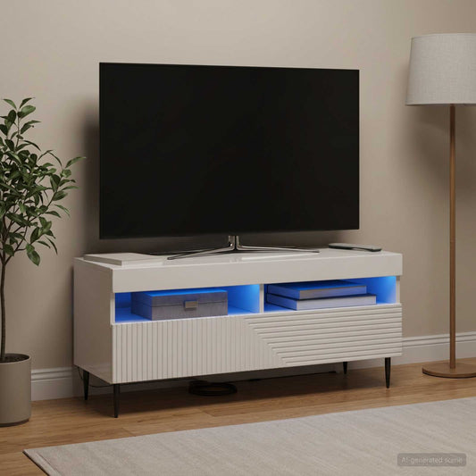 LED TV Cabinet HAARLEM 100 x 35 x 43 cm High Gloss White