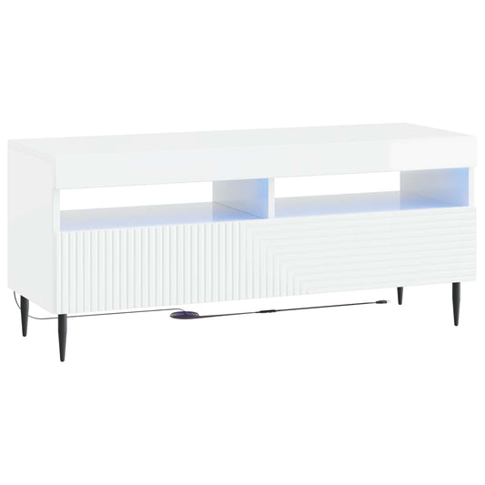 LED TV Cabinet HAARLEM 100 x 35 x 43 cm High Gloss White