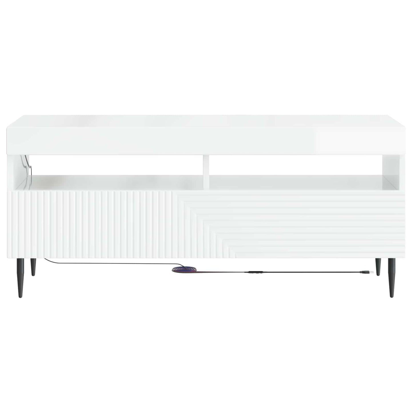 LED TV Cabinet High Gloss White Engineered Wood