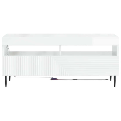LED TV Cabinet High Gloss White Engineered Wood