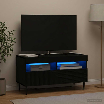 LED TV Cabinet Black Engineered Wood