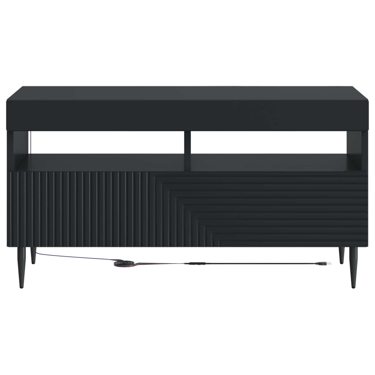 LED TV Cabinet Black Engineered Wood
