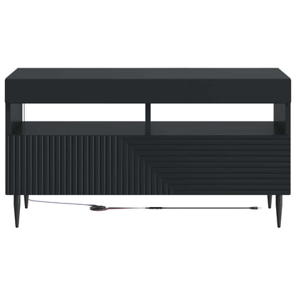 LED TV Cabinet Black Engineered Wood