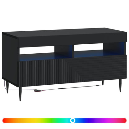 LED TV Cabinet Black Engineered Wood