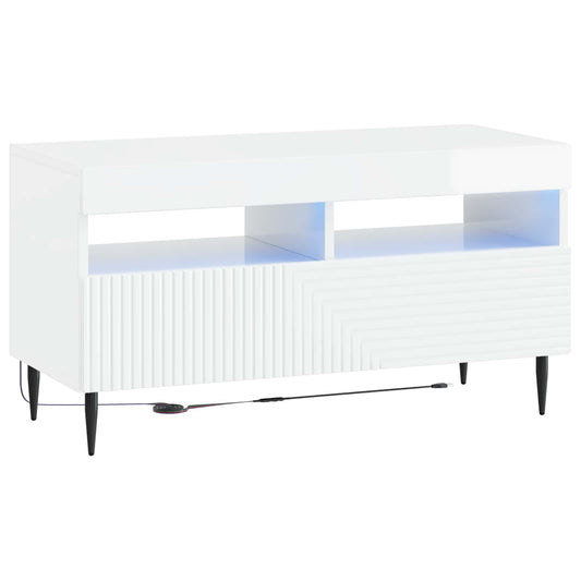 LED TV Cabinet HAARLEM 81 x 35 x 43 cm High Gloss White