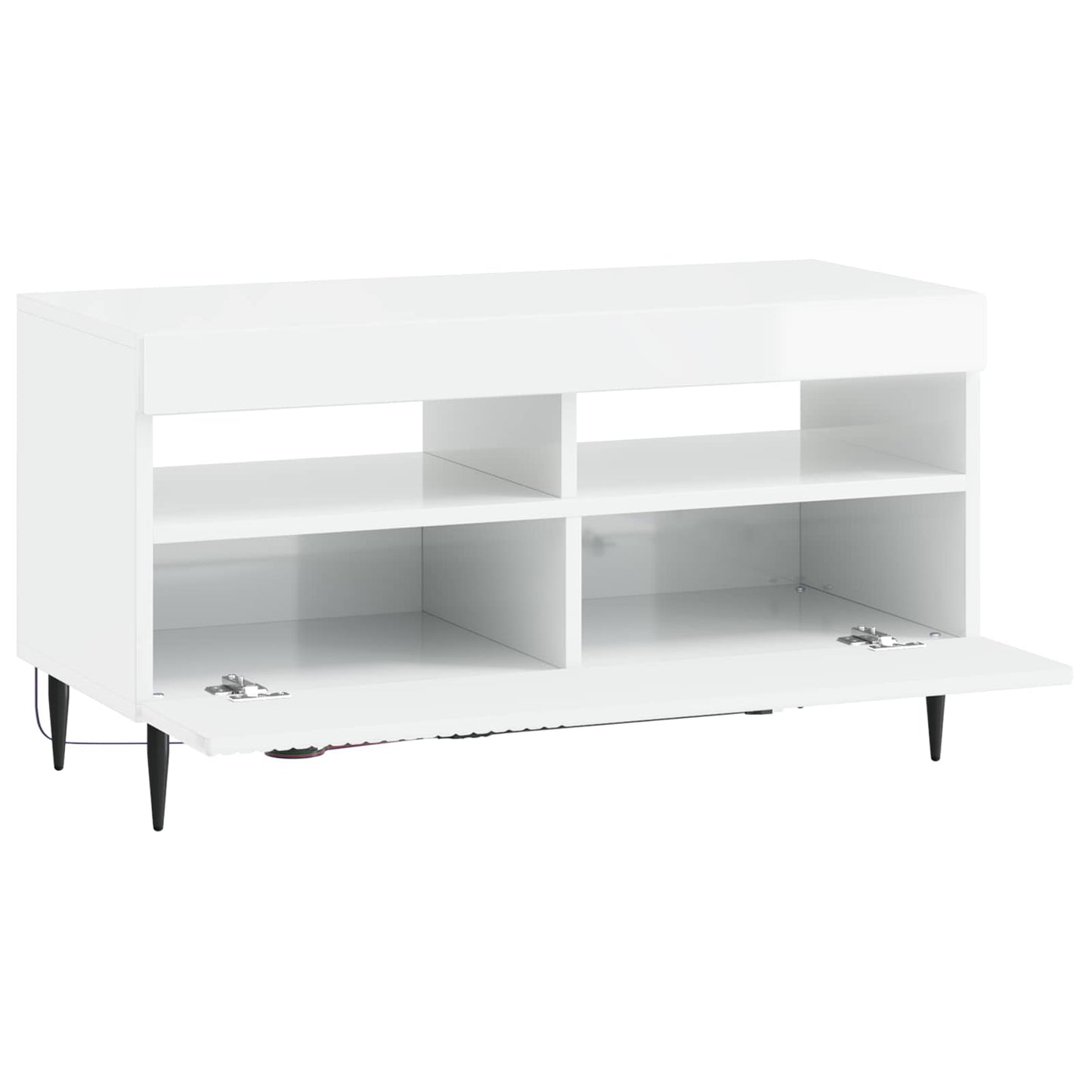 LED TV Cabinet High Gloss White Engineered Wood