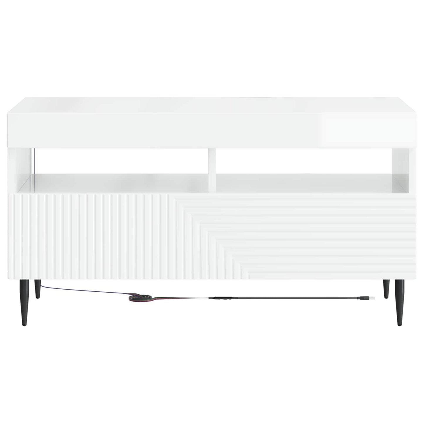 LED TV Cabinet High Gloss White Engineered Wood