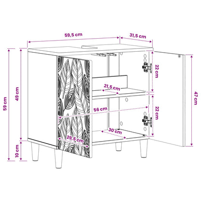 Bathroom Sink Cabinet DELFT Black 59.5 x 31.5x 59 cm
