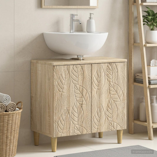 Bathroom Sink Cabinet DELFT Sonoma Oak 59.5 x 31.5x 59 cm