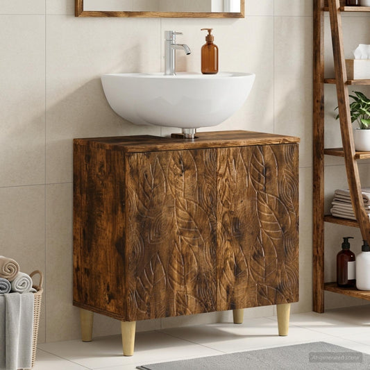 Bathroom Sink Cabinet DELFT Smoked Oak 59.5 x 31.5x 59 cm