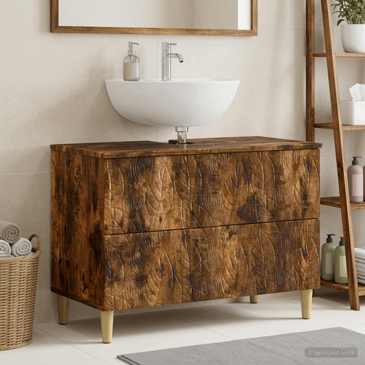 Bathroom Sink Cabinet DELFT Smoked Oak 82 x 41x 59 cm
