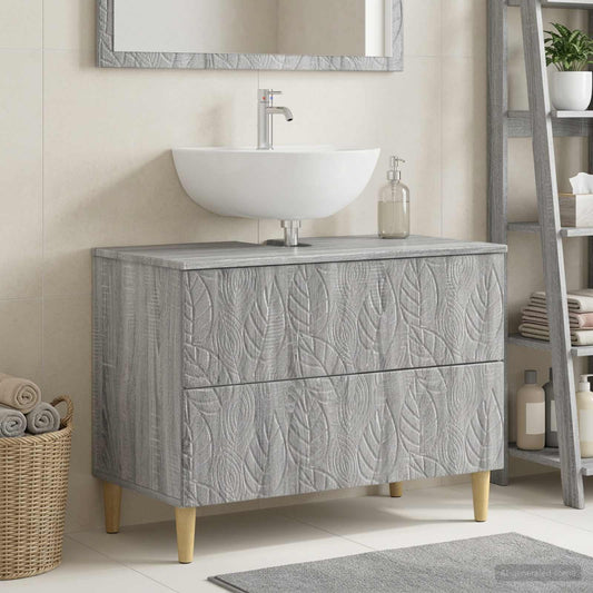 Bathroom Sink Cabinet DELFT Grey Sonoma 82 x 41x 59 cm