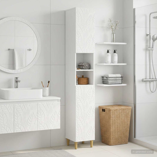Bathroom Cabinet with Open Shelf DELFT White 30 x 31 x 190 cm