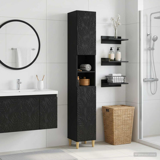 Bathroom Cabinet with Open Shelf DELFT Black 30 x 31 x 190 cm