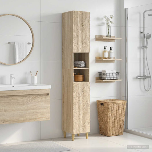 Bathroom Cabinet with Open Shelf DELFT Sonoma Oak