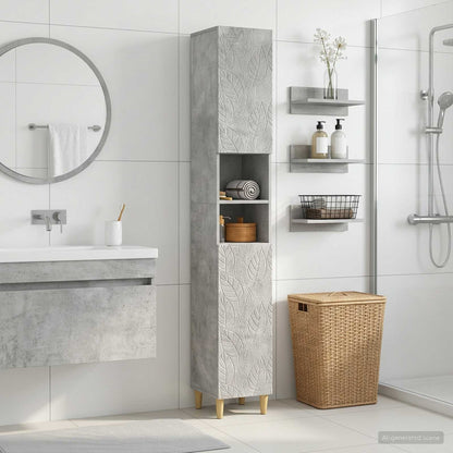 Bathroom Cabinet with Open Shelf DELFT Concrete Grey