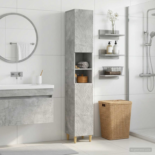 Bathroom Cabinet with Open Shelf DELFT Concrete Grey