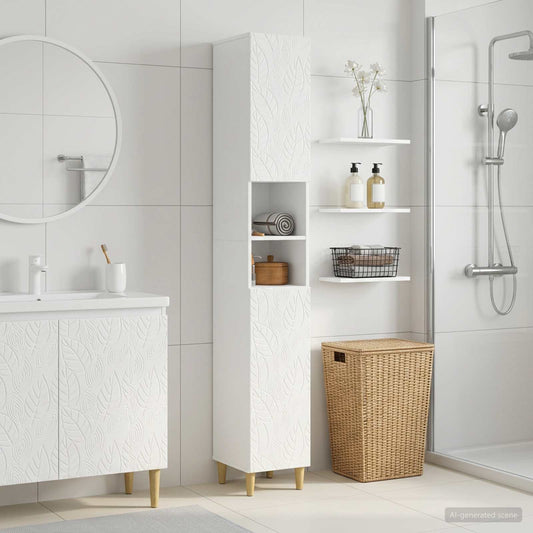 Bathroom Cabinet with Open Shelf DELFT High Gloss White