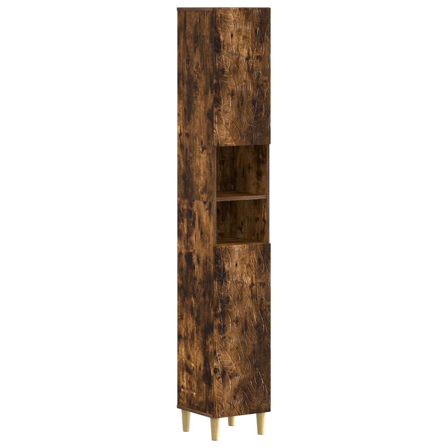 Bathroom Cabinet with Open Shelf DELFT Smoked Oak