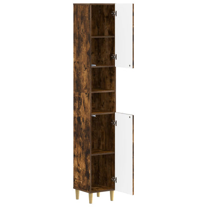 Bathroom Cabinet with Open Shelf DELFT Smoked Oak