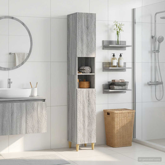 Bathroom Cabinet with Open Shelf DELFT Grey Sonoma