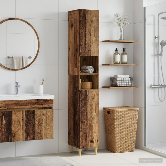 Bathroom Cabinet with Open Shelf DELFT Old Wood