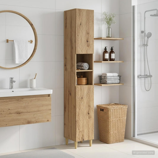 Bathroom Cabinet with Open Shelf DELFT Artisan Oak