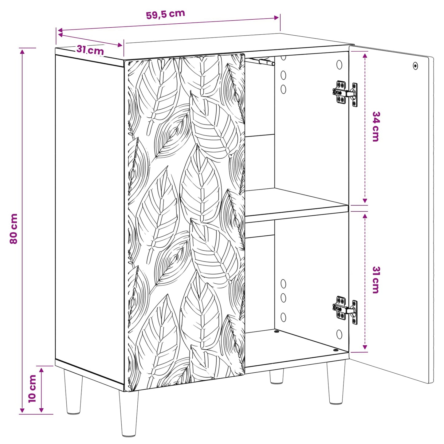 Bathroom Storage Cainet DELFT Grey Sonoma 59.5 x 31 x 80 cm