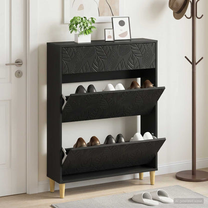 Shoe Cabinet DELFT 78 x 24 x 103 cm Engineered Wood Black