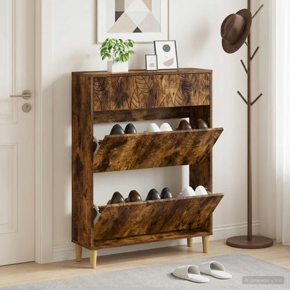 Shoe Cabinet DELFT 78 x 24 x 103 cm Engineered Wood Smoked Oak