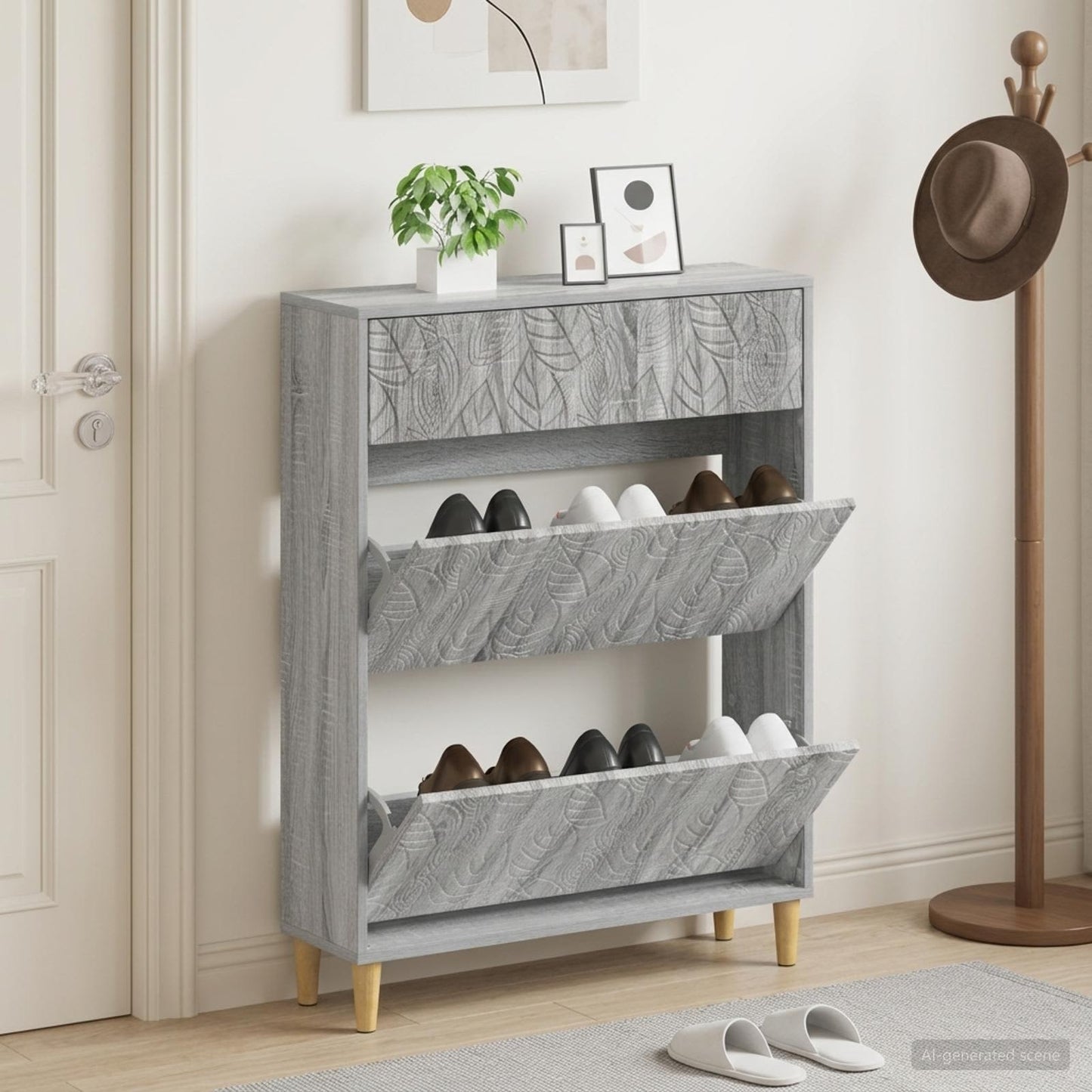 Shoe Cabinet DELFT 78 x 24 x 103 cm Engineered Wood Grey Sonoma
