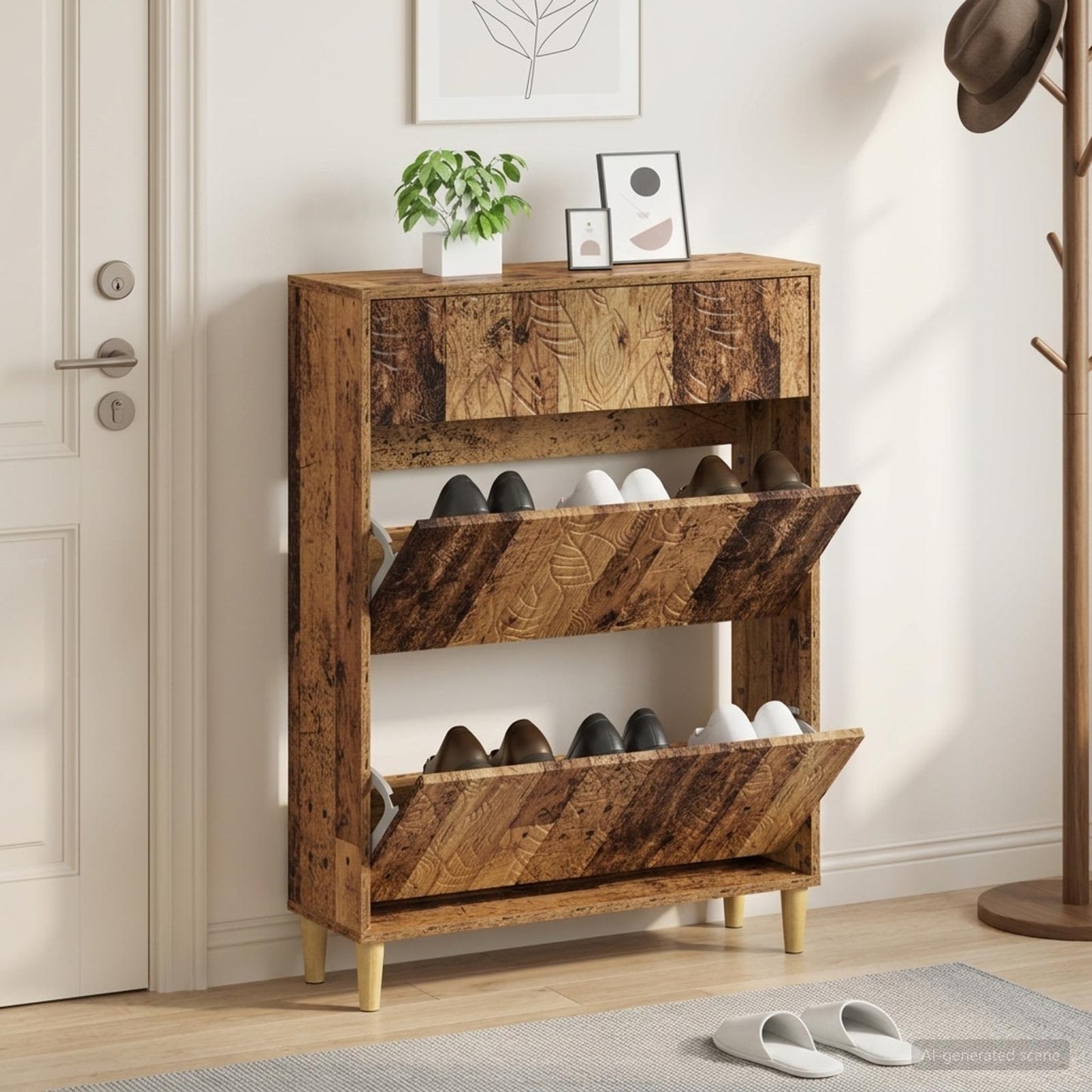 Shoe Cabinet DELFT 78 x 24 x 103 cm Engineered Wood Old Wood