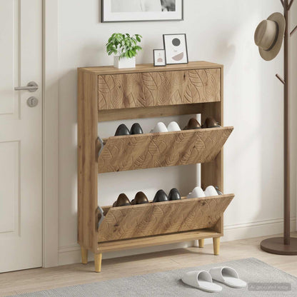 Shoe Cabinet DELFT 78 x 24 x 103 cm Engineered Wood Artisan Oak