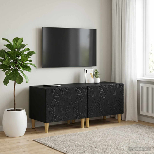 TV Cabinet Black Engineered Wood
