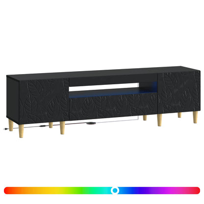 LED TV Cabinet Black Engineered Wood