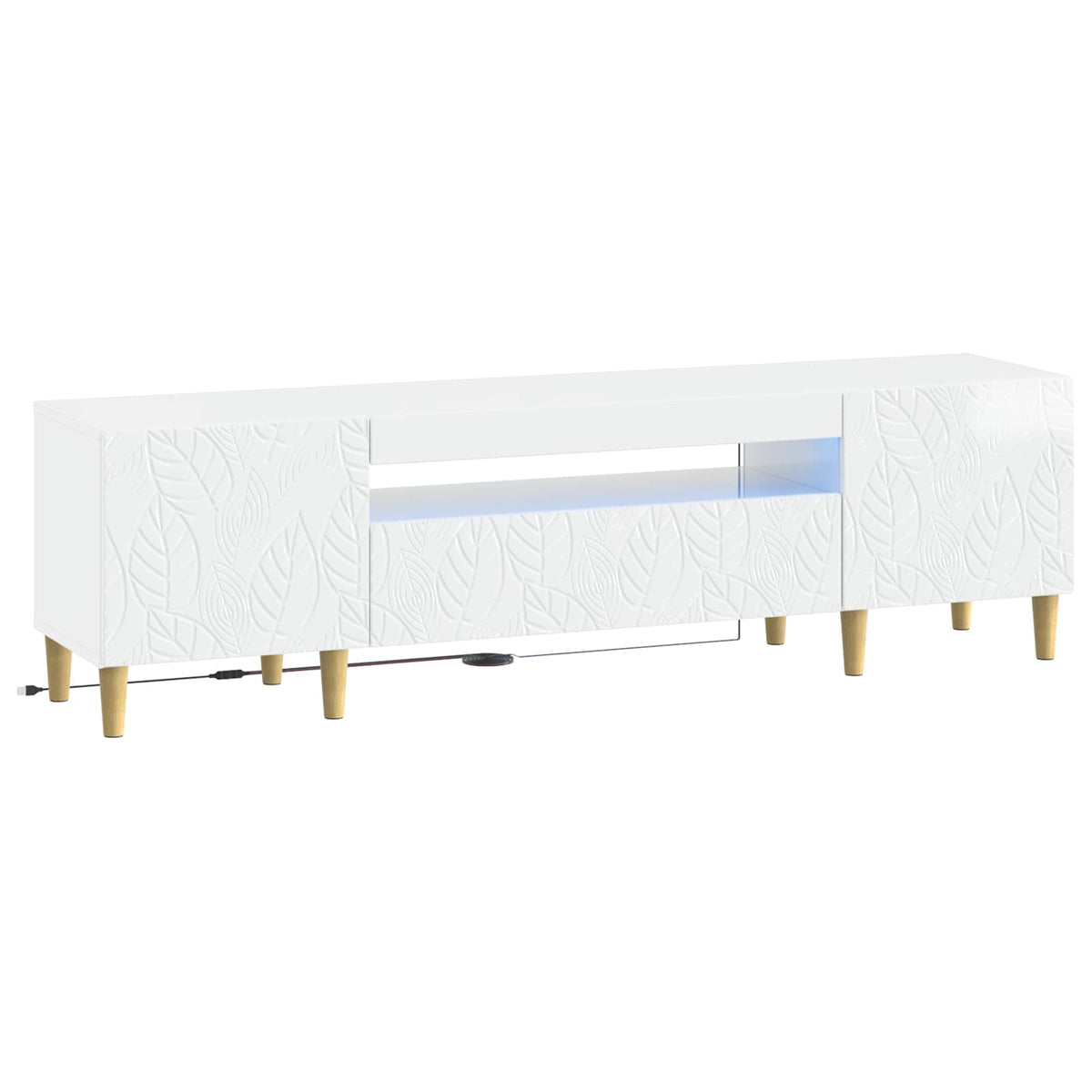 LED TV Cabinet High Gloss White Engineered Wood