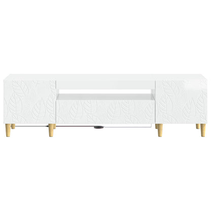 LED TV Cabinet High Gloss White Engineered Wood