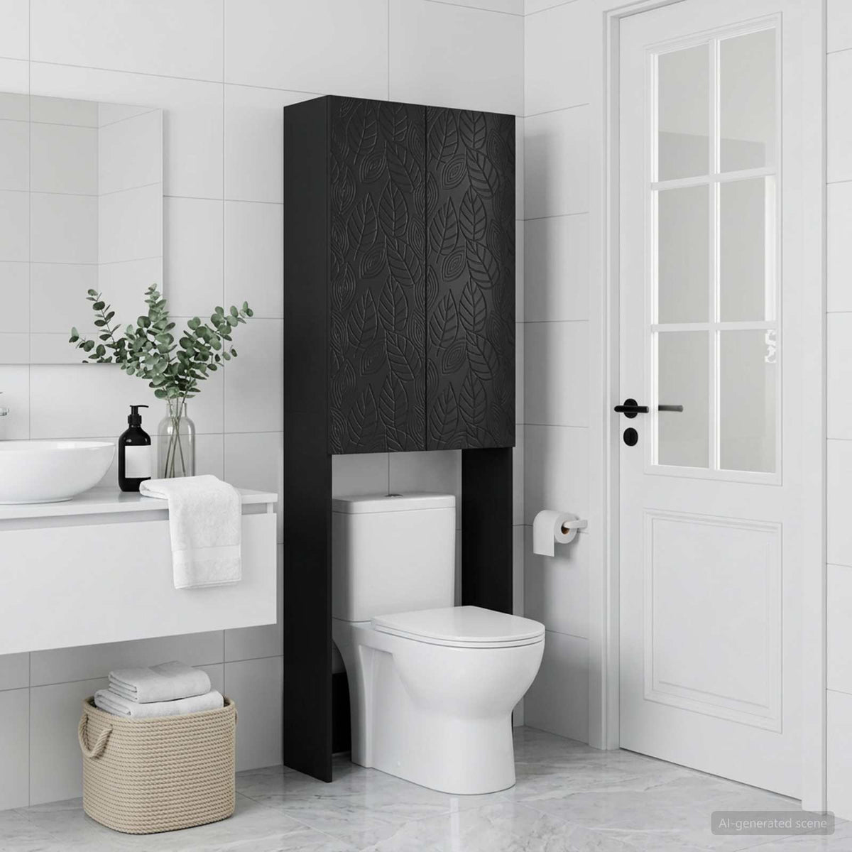 Toilet Cabinet DELFT Black 66 x 25.5 x 190 cm Engineered Wood