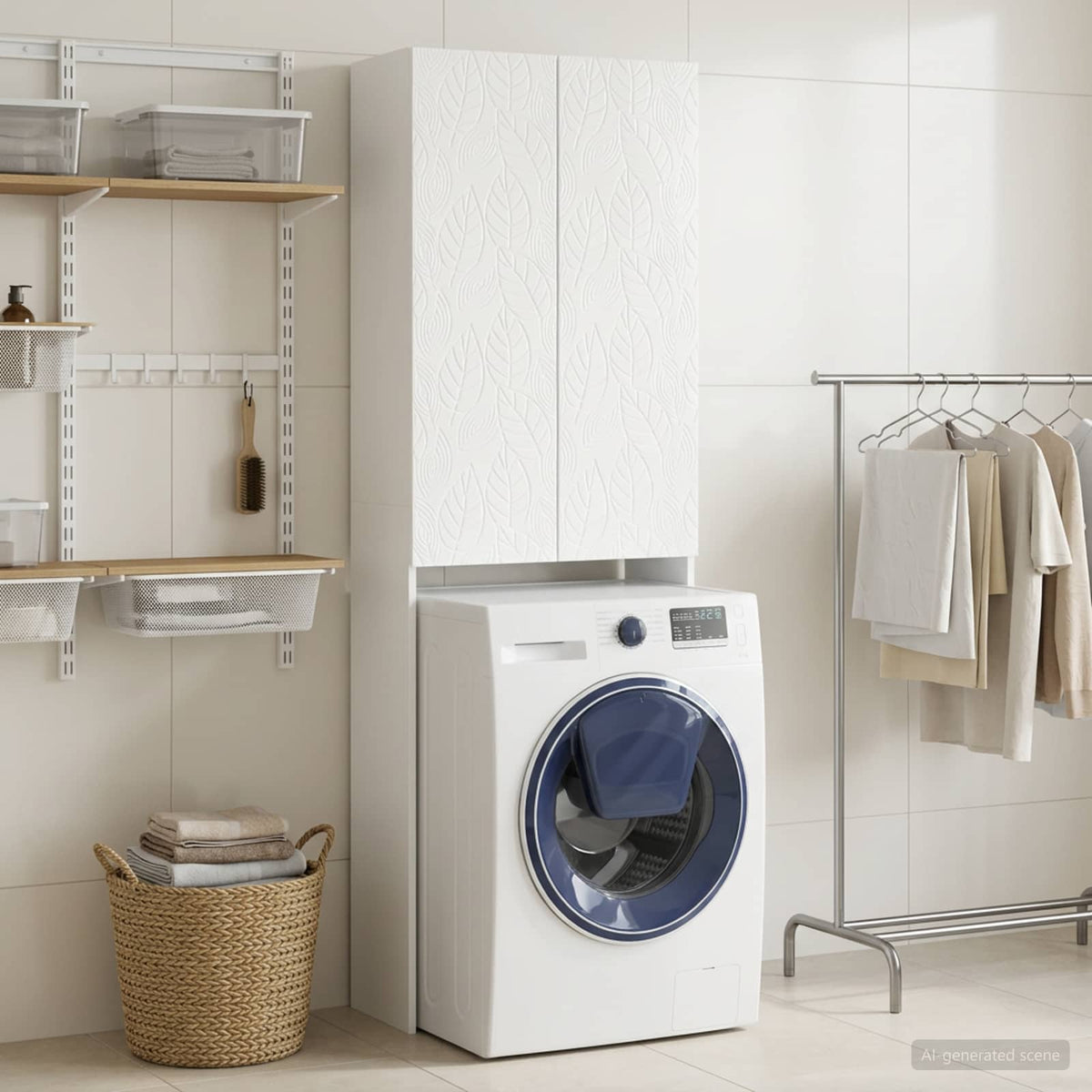 Toilet Cabinet DELFT High Gloss White 66 x 25.5 x 190 cm